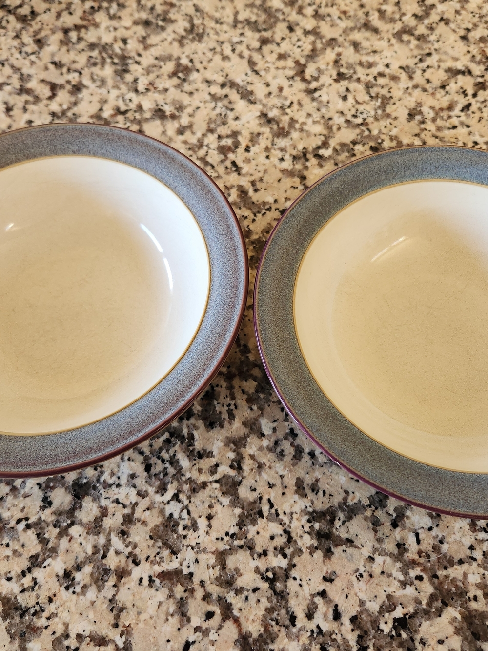 2 Denby Storm, Discontinued Cereal Bowls. Please See Pics, Small Chip On Each.